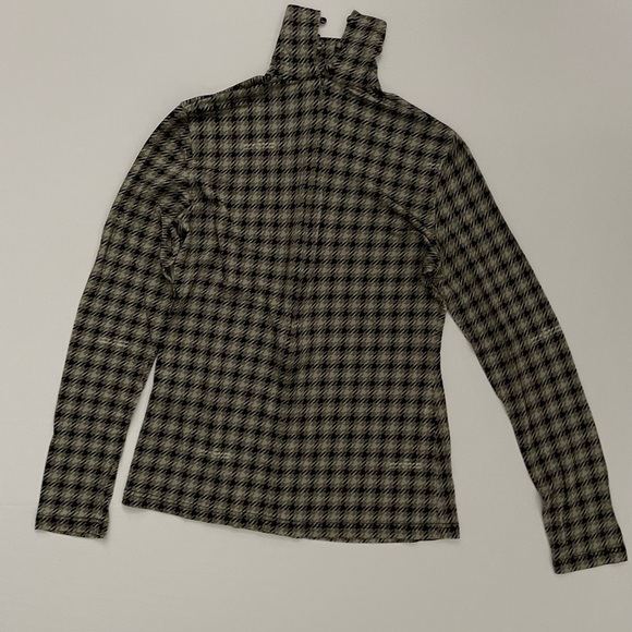 ROKH HOUNDSTOOTH TURTLENECK IN MULTI 2 4 stretch long sleeve zip back plaid - Picture 7 of 15